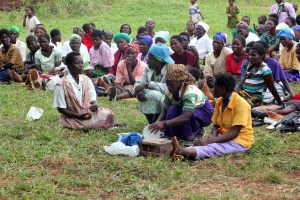 Performing a skit about caring for orphans in the home