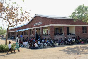 Patients gathered at the clinic in the morning